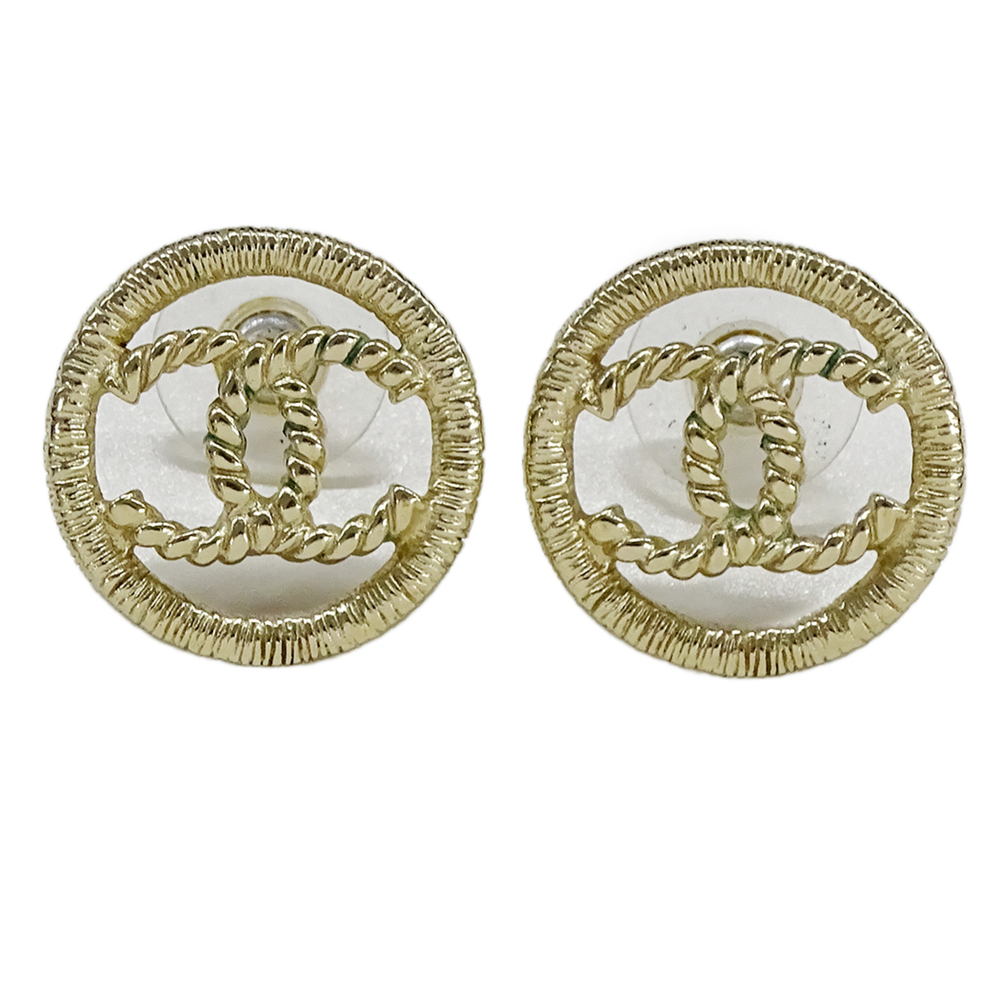 Chanel CHANEL Earrings for Women, Brand Name, Coco Mark, Metal, Champagne Gol...